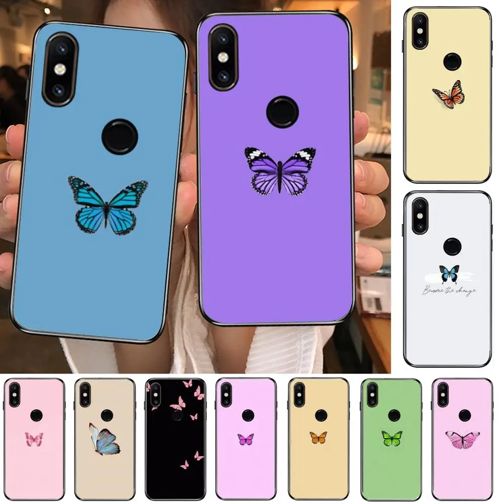 

Beautiful butterfly sky phone case Phone Case For xiaomi M2 C3 X3 F2 Lite NFC 6 5 x Poco k30 Pro Anime Black Cover Silicone Bac
