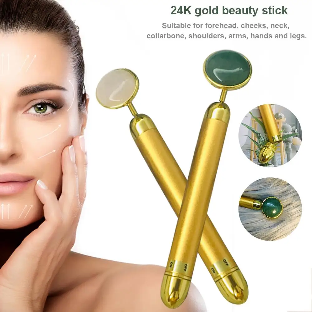 24K Gold Beauty Rod Нефритовый тонкий лицевой стержень вибрация фотоэлектрический