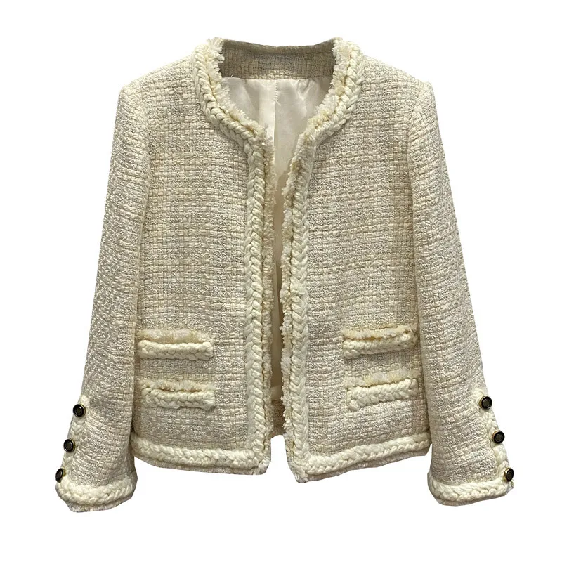 

New Cloth case grain woolen coat long sleeve blouse