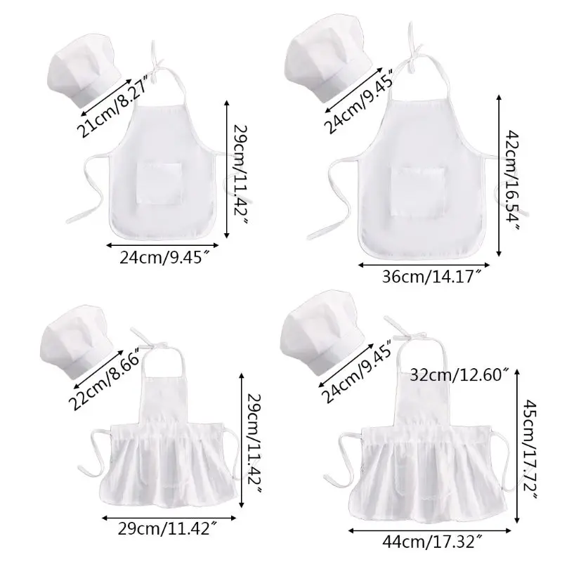 

2 Pcs Cute Baby Chef Apron and Hat Infant Kids White Cook Photos Costume Photography Prop Newborn Hat Apron