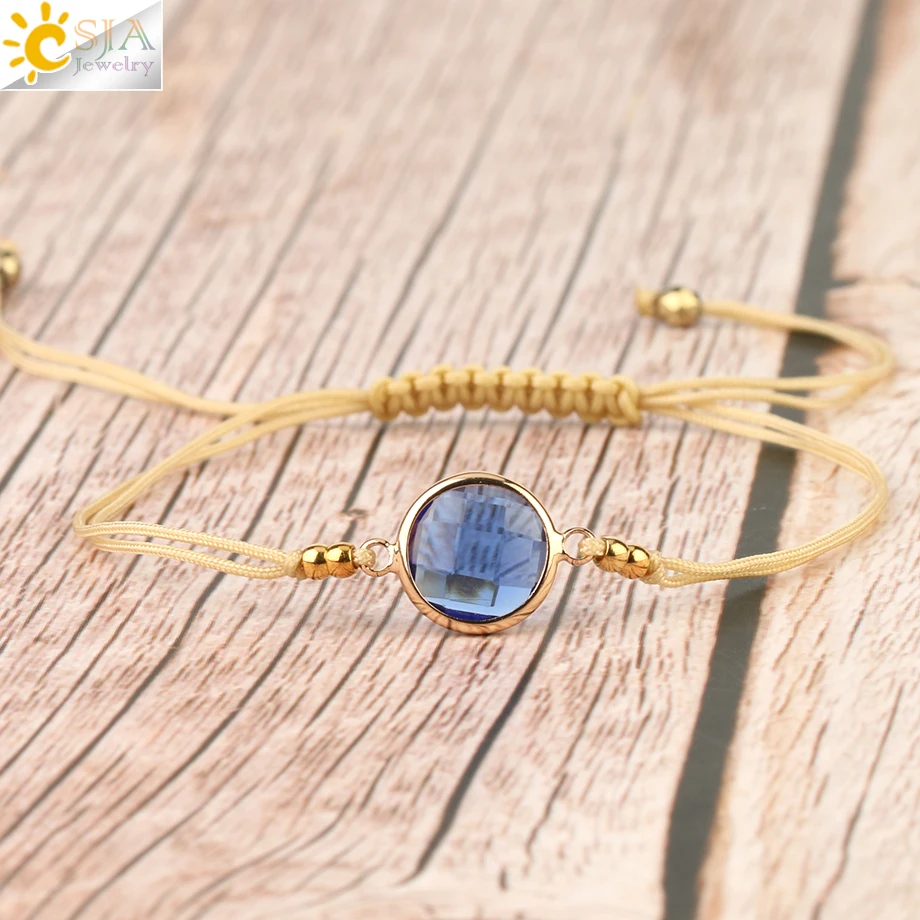 CSJA Braided Rope Chain Pendants Woven Bracelets Jewelry Round Crystal Beads Minimalist Women Charms Pulseras S503 | Украшения и