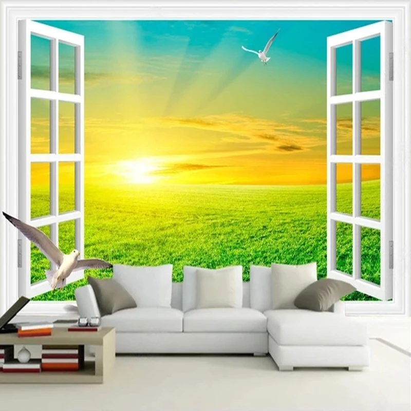

Custom Mural Wallpaper 3D Wilderness Sunrise View Nature Landscape Wall Painting Living Room TV Sofa Bedroom Home Decor Frescoes