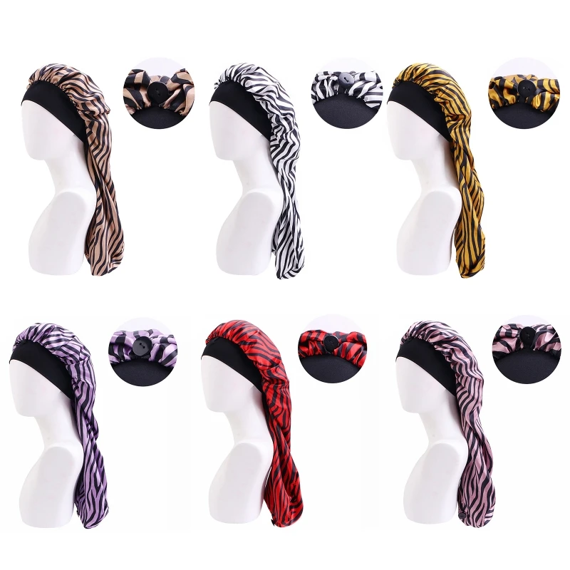 

Elastic Headband Zebra Pattern Satin Adjustable Long Night for All Season G5AE
