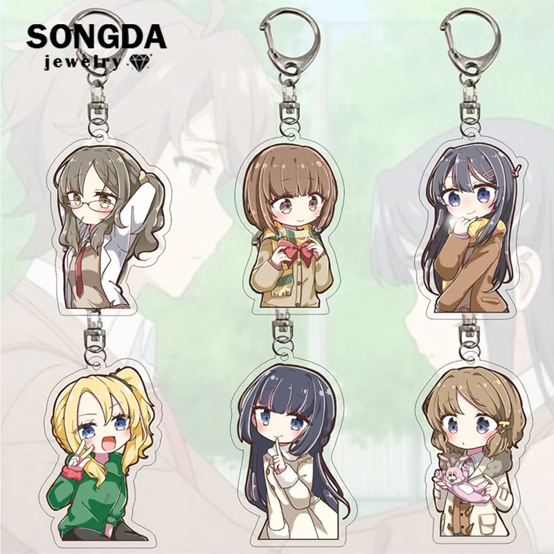 

Anime Rascal Does Not Dream of Bunny Girl Keychain Acrylic Cartoon Figure Sakurajima Mai Bag Pendant Boy Girl Keyring Otaku Gift