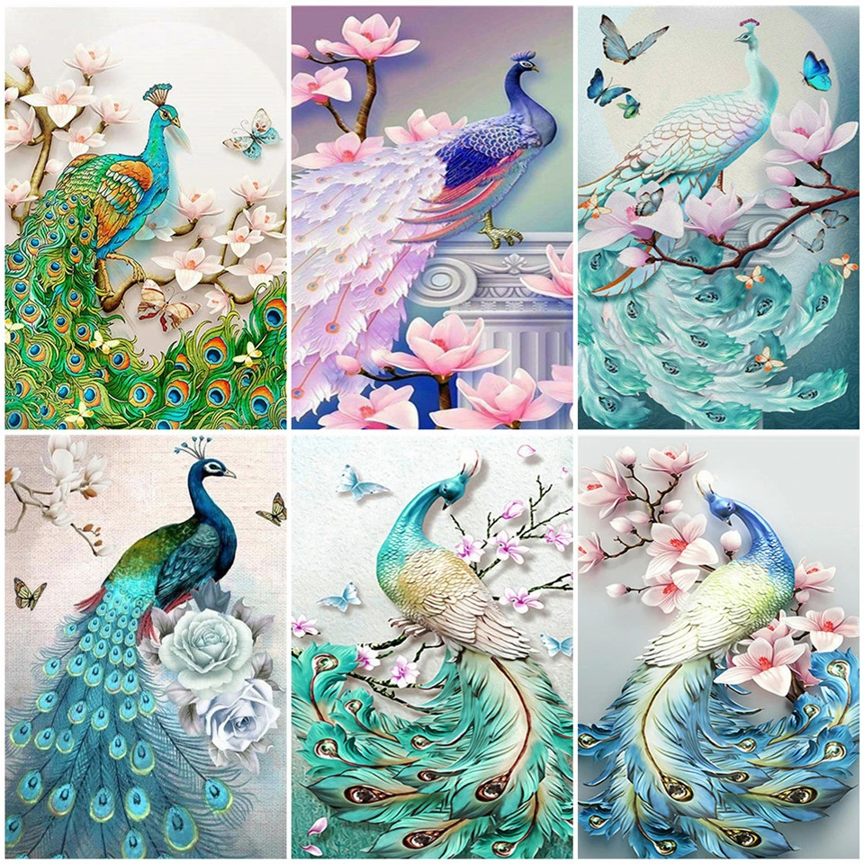 AZQSD DIY Раскрашивание по номерам Павлин домашнее украшение картина маслом