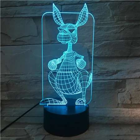 Мультяшное животное кенгуру 3D светильник видение USB лампа Светодиодная