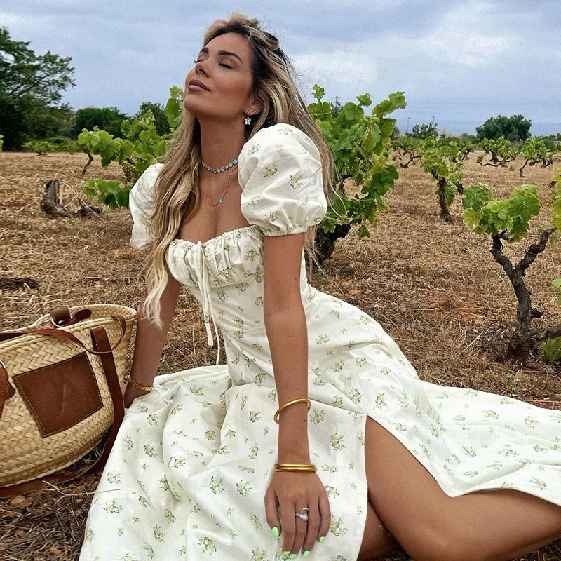 

ZTONE Long Boho Dress Sweetown Floral Print Sexy Y2K Off Shoulder Short Sleeve Trim Women Bodycon Party Club Beach Dresses Summe
