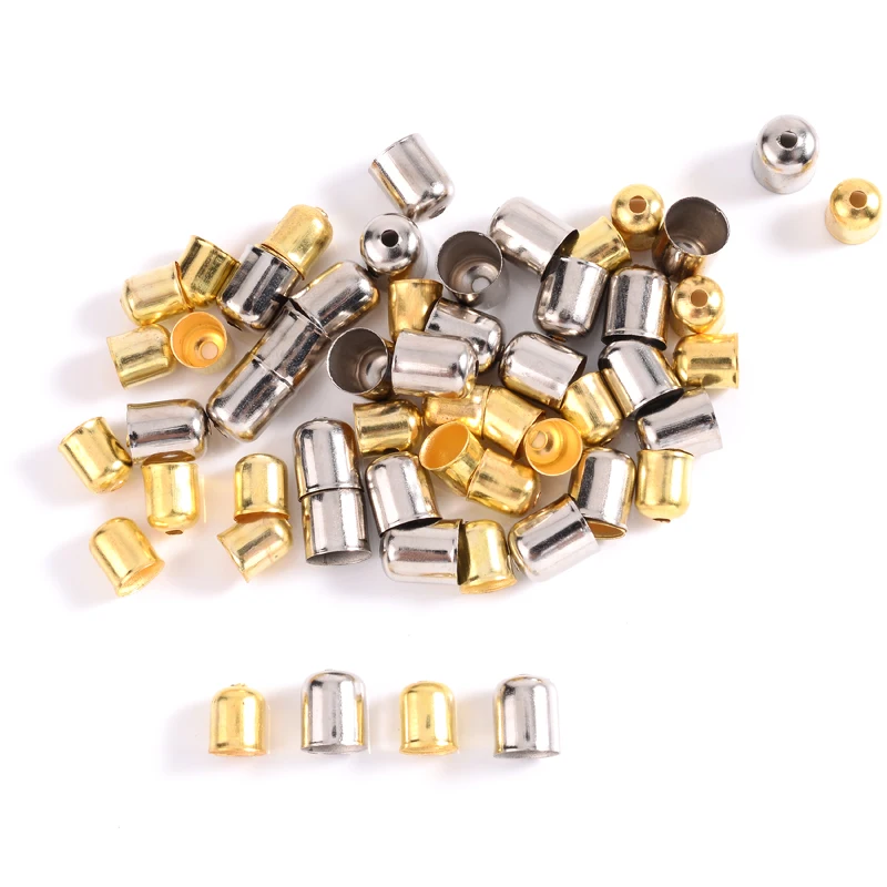 

Обжимные концевые бусины 100 шт./лот 5x6 мм, фурнитура для застежки браслета из кожаного шнура, концевые наконечники для кисточек, фурнитура дл...