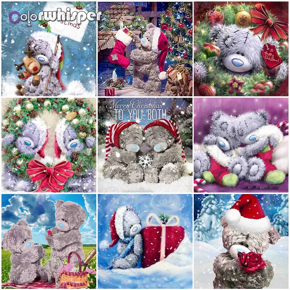 Алмазная живопись D150 полноразмерная/круглая вышивка с мультяшным медведем 5D