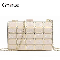 square acrylic handbags mosaic evening clutches wedding party prom wallets purse for women chain shoulder bags free shipping