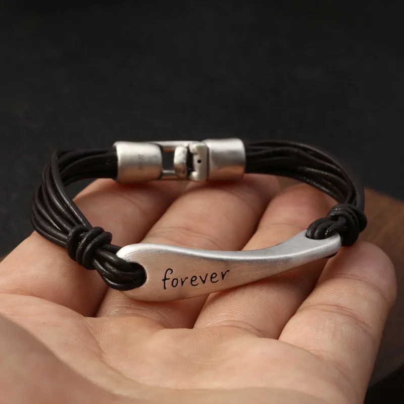 100% 990 стерлингового серебра цвет навсегда любовное письмо пара Кожаные Веревки