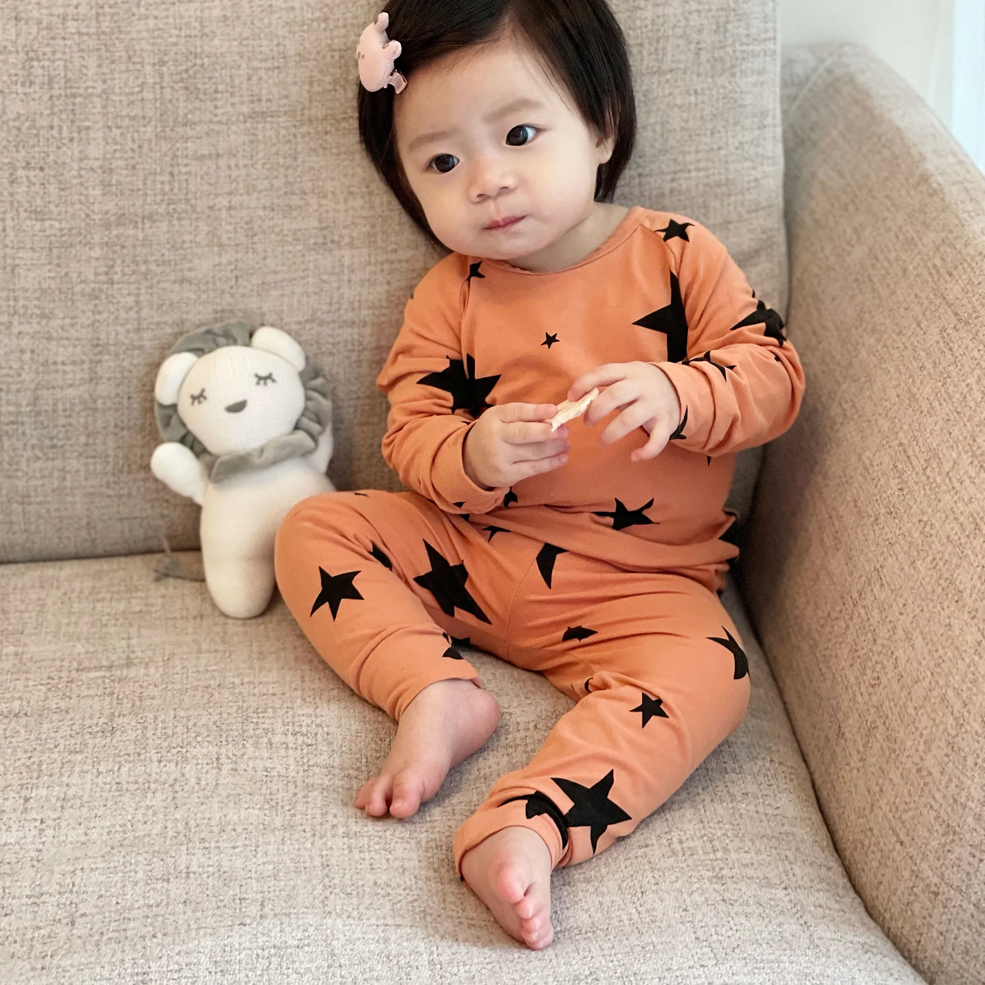 Baby Boys Girls Outfits Long Sleeve Top+ Pants Autumn Winter Stars Print Cotton Loungewear Suits Children bebe Clothing Sets