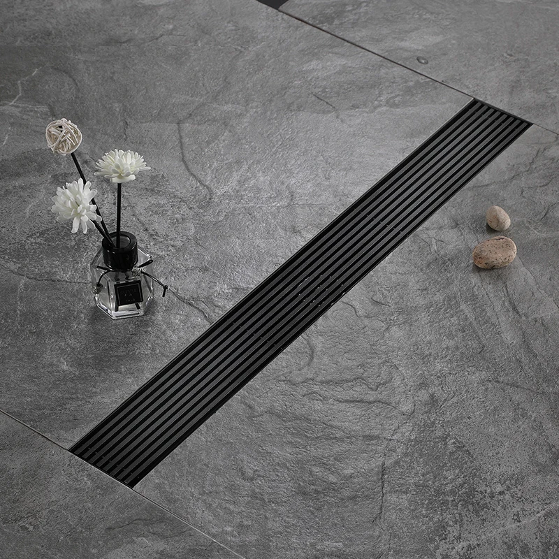 Напольный Слив для ванной комнаты из нержавеющей стали 304 черного цвета