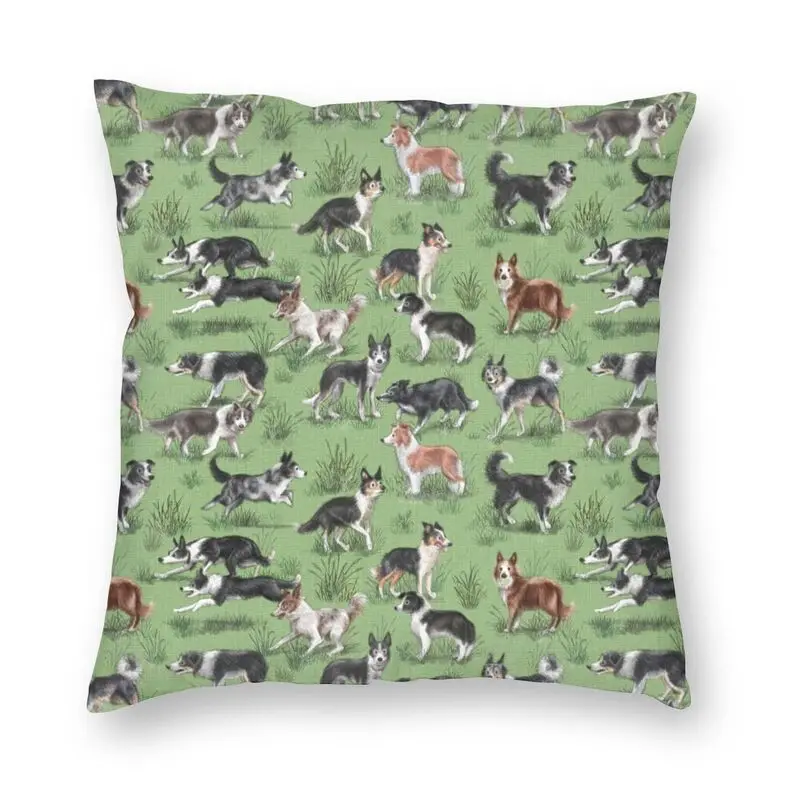 

Квадратная подушка Kawaii Border Collie, чехол для домашнего животного, декоративная подушка для гостиной, двусторонняя