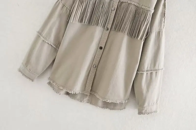 

2020 Spring and Autumn New Coats and Jackets Women Plus Size Turn-down Collar Loose Tassel Single Breasted Denim Bomber Jacket