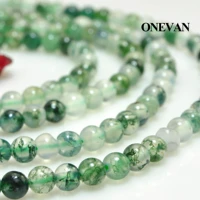 onevan natural a moss grass agate beads 2mm 3mm smooth round stone bracelet necklace jewelry making diy accessories gift design