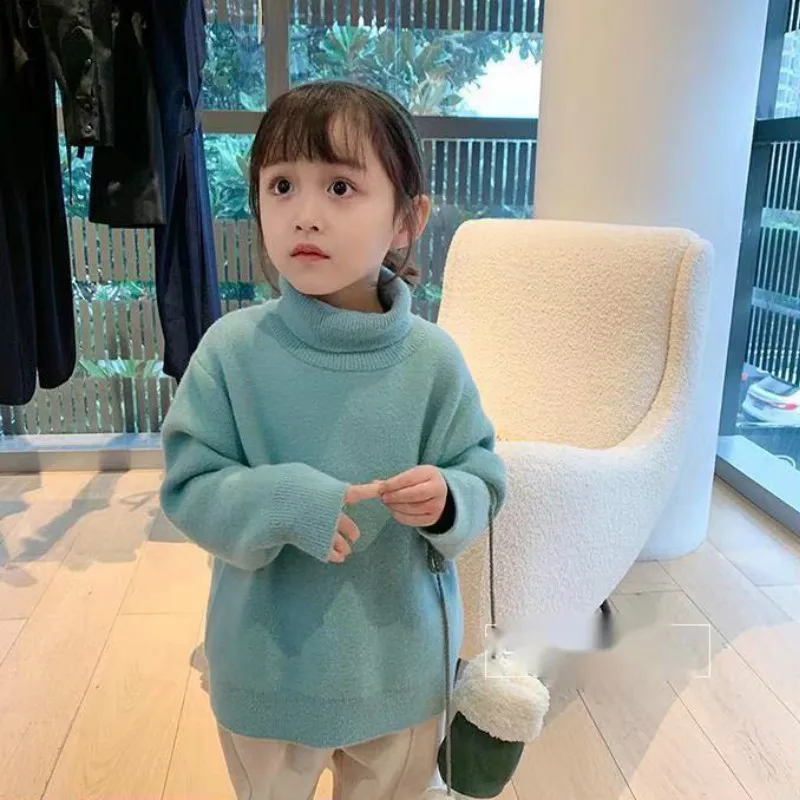 

New 2021 Autumn Winter Fashion Kids Clothes Children Girls Sweater Baby Pullovers Girl Child Turtleneck Long Sleeve Sweater D371