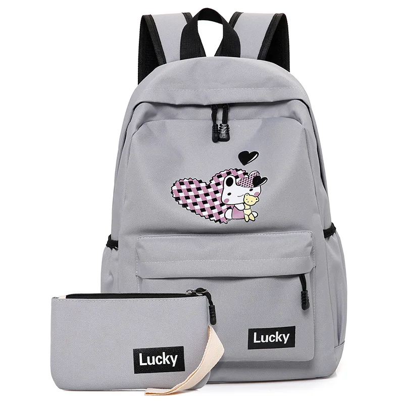 Large cartoon print children school backpack for teen girls Cute capacity thick canvas ladies travel backpacks Kid school bags