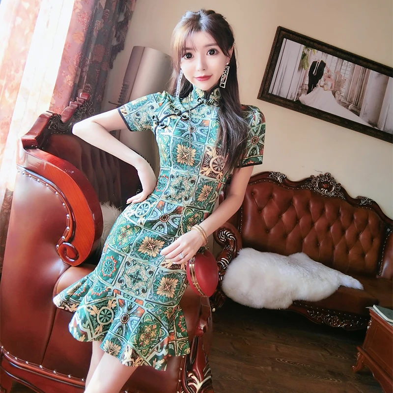 Женское Повседневное платье-Ципао с принтом логотипа | Тематическая одежда и