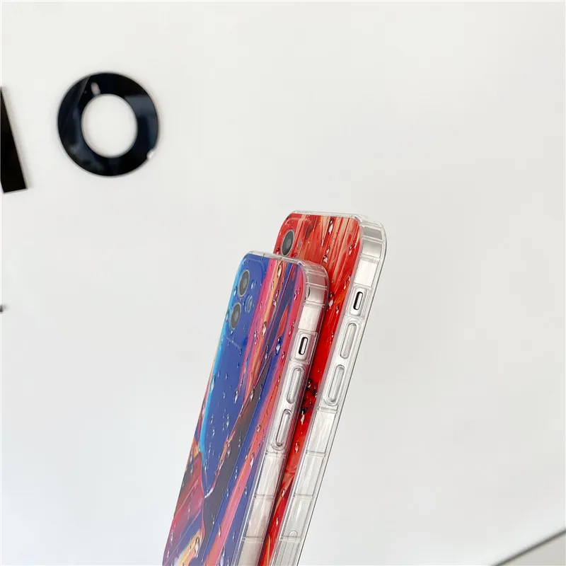 

Colorful Drop Clear Phone Case For iPhone 12 Mini 11Pro Max X XR XS Max 7 8 Plus SE 2020 Soft TPU Silicon Back Cover