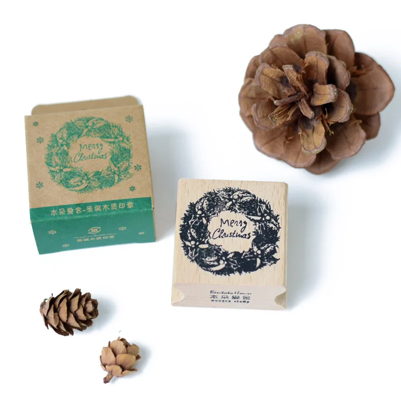 Рождественские поделки деревянные штампы рукоделия резиновые для скрапбукинга