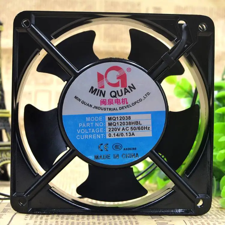 

MINQUAN MQ12038 AC 220V 0.14A 2-Wire 120x120x38mm Server Cooling Fan