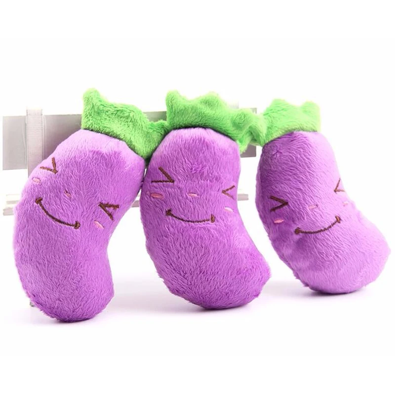 Новый Баклажан Форма плюшевые собаки скрипучий игрушки забавная модель из