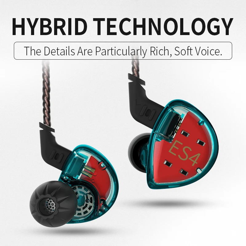 KZ ES4 красочные BA + DD наушники гибридные HIFI бас шумоподавление с кабелем ZST ZS10