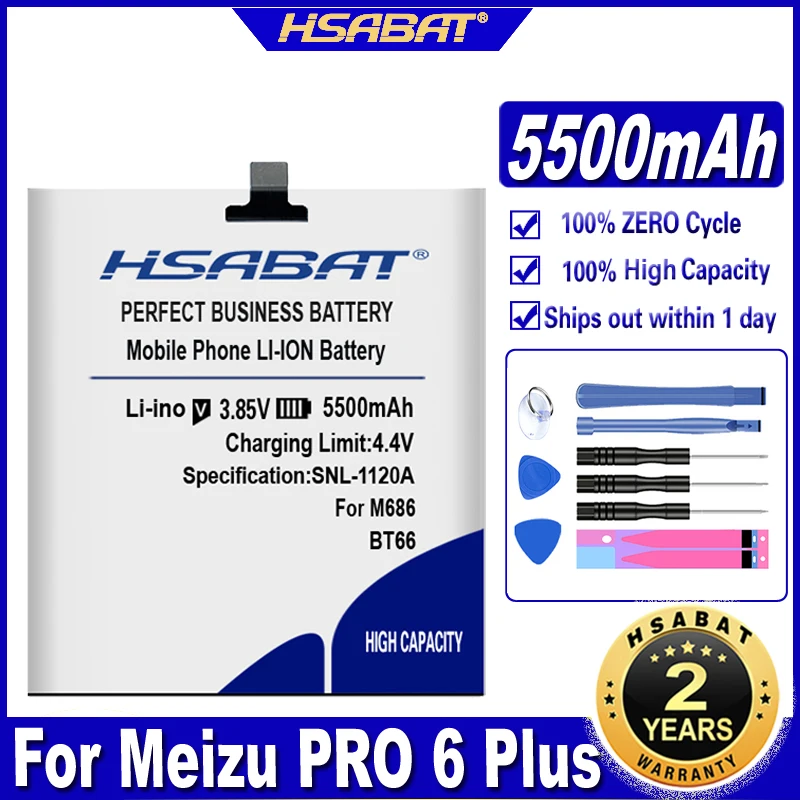 Аккумулятор HSABAT BT66 5500 мАч для Meizu PRO 6 Plus PRO6 M686 M686G M686Q | Мобильные телефоны и