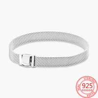 sparkling 925 sterling silver reflexions mesh bracelet multi snake bracelet clip fit pan brand charm basic chain womens gift