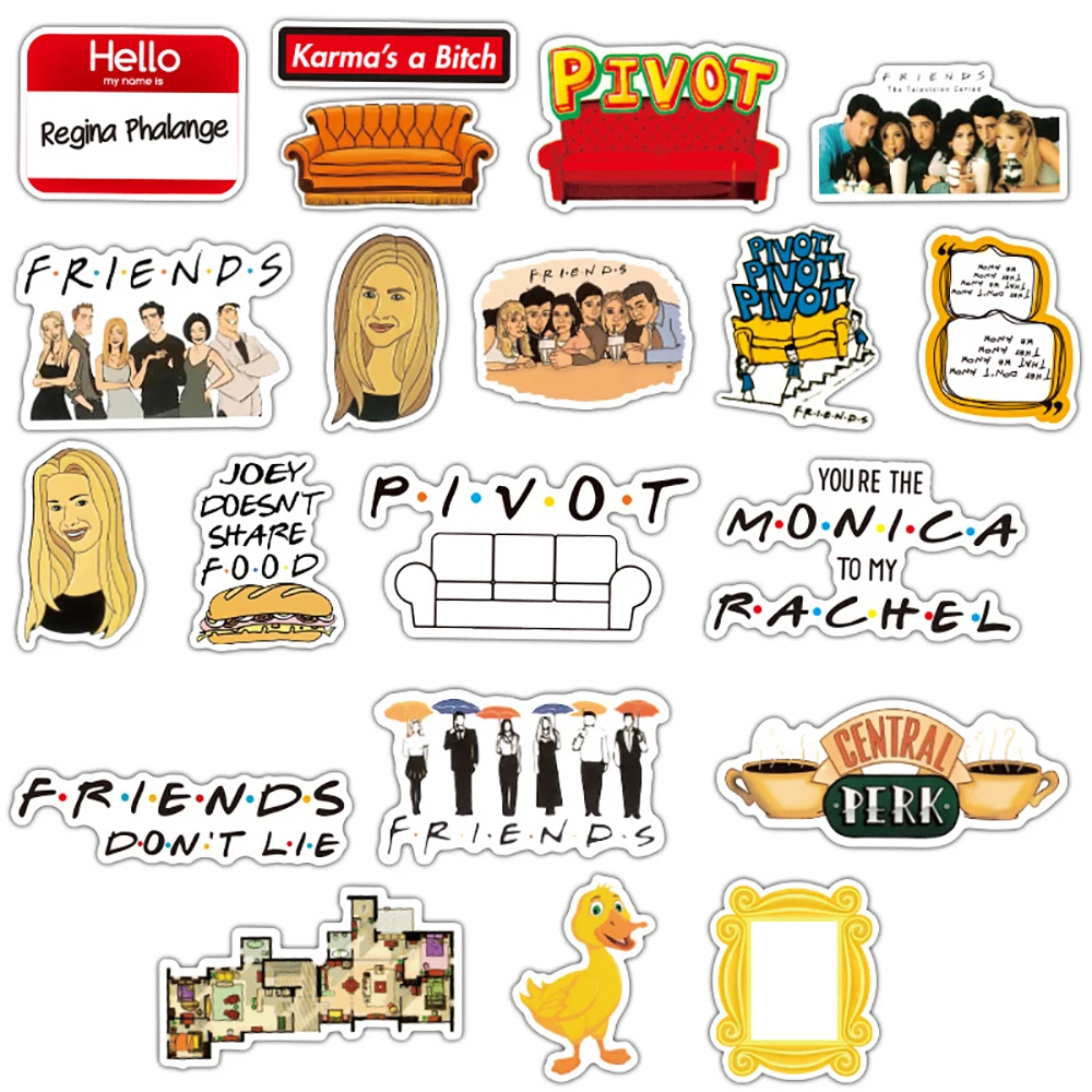 Pegatinas de serie de televisi&oacute;n Friends para monopat&iacute;n DIY, pegatina de juguete cl&aacute;sica, para guitarra, port&aacute;til, motocicleta, equipaje, 10/30/50 Uds.-3