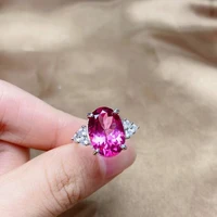 luxury silver gemstone ring for party 10mm14mm vvs grade pink topaz ring 925 silver topaz jewelry