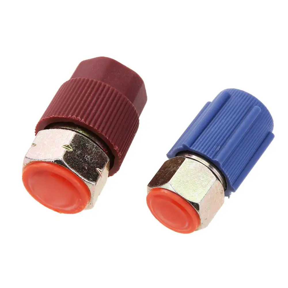 Красно синий автомобильный адаптер для модификации от 7/16 до 3/8 переходник R12 в R134a