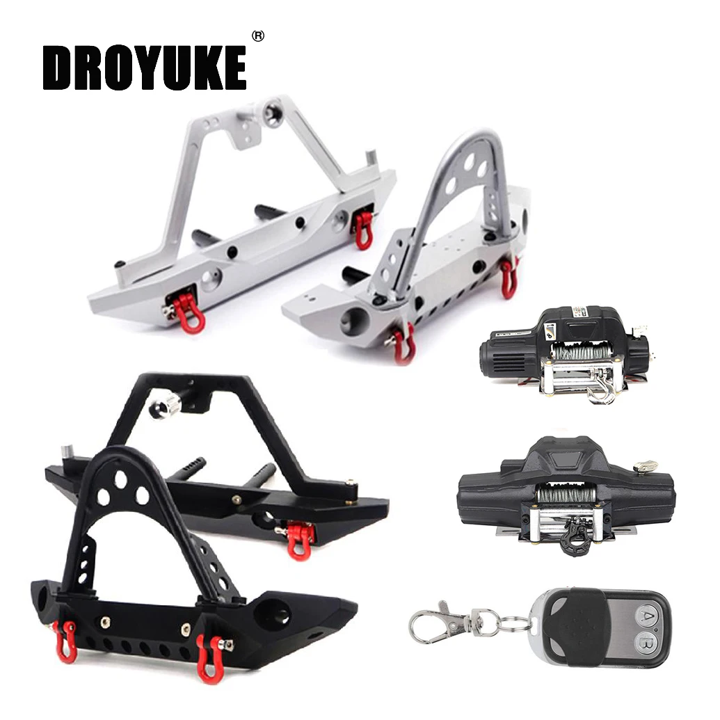 Металлический передний и задний бампер Droyuke одномоторная Лебедка для 1/10 RC Crawler Axial