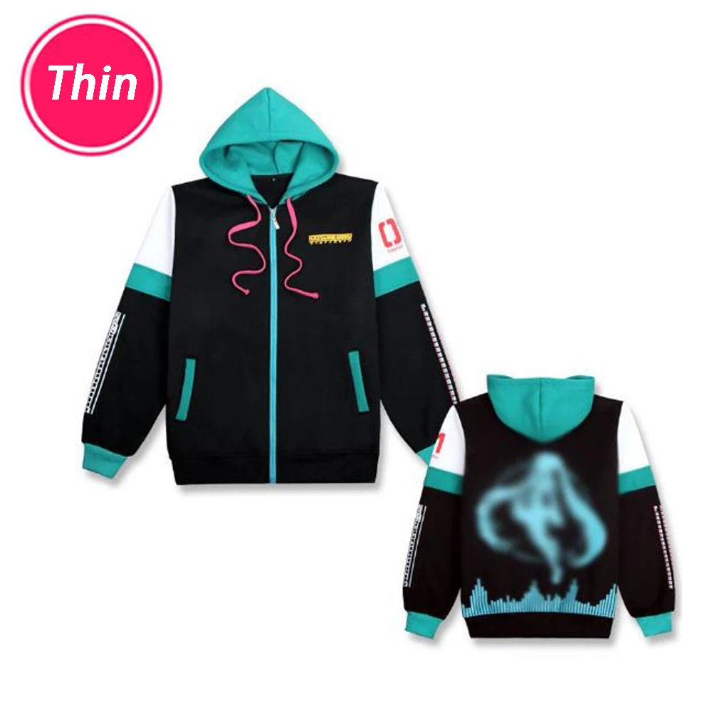 Кардиган мужской/женский с капюшоном Vocaloid Miku хлопковая толстовка на молнии для