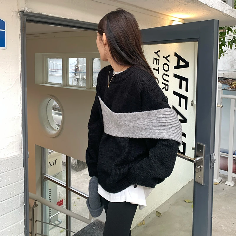 Женская одежда Harajpoo однотонный плотный вязаный свитер с круглым вырезом