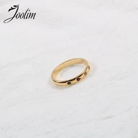 joolim high end gold pvd entry lux fashionable coloured glass rings for women stainless steel jewelry wholesale