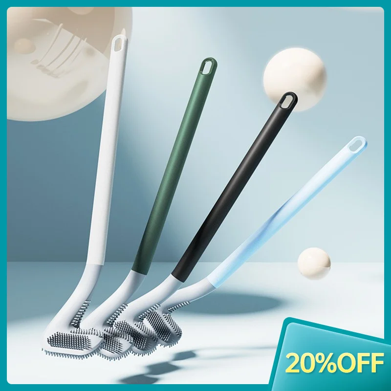 

Long Handle Toilet Cleaning Brush Golf Silicone Toilet Brush No Dead-end Wall-Mounted Cleaning Brush with Anti-Leakage Base
