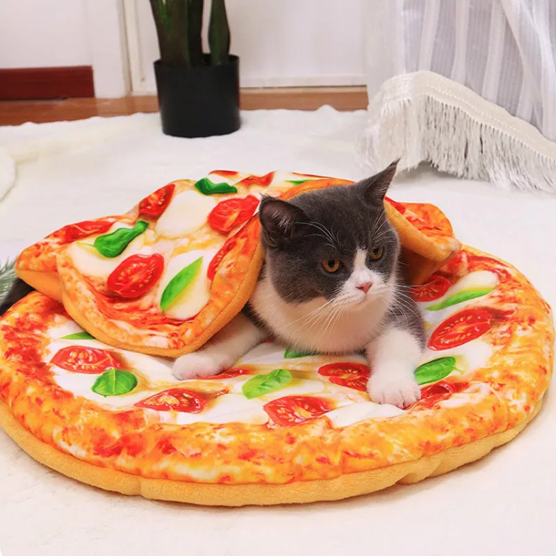 Creative Pet Cushion Blanket Soft Velvet Pizza Egg Food Fruit Printed Dog Cats Sleeping Mat Winter Warm Blankets Pets Products