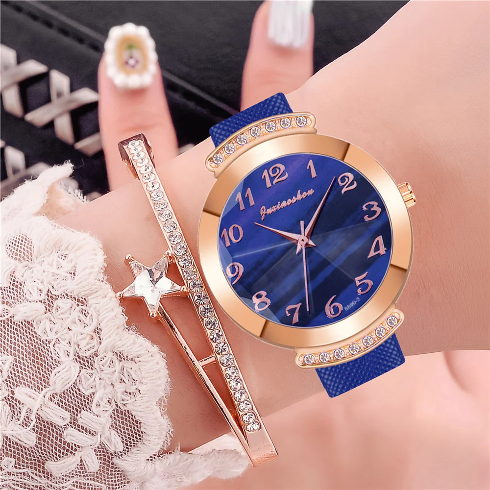 Женские Модные Зеленые часы с арабскими цифрами простые женские кварцевые