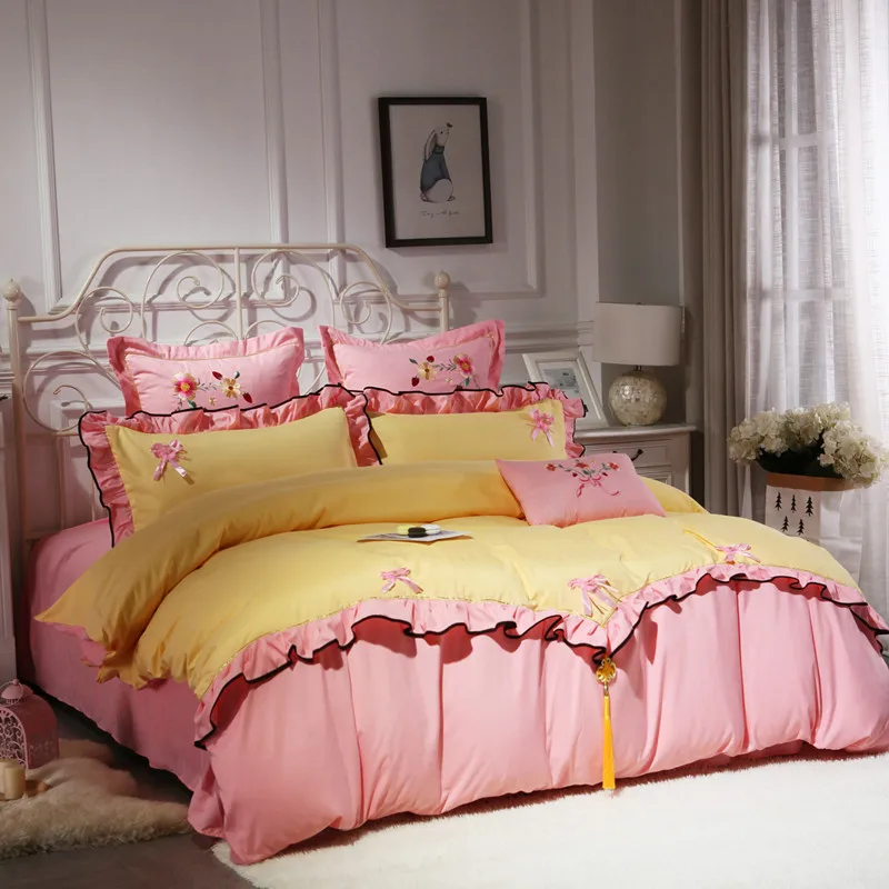 Classic Bedding Set Luxury Lotus Leaf Bed Sheet Quilt Cover Pillowcase Family Comfortable Breathable Comforter | Дом и сад