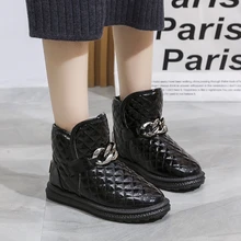 Bottes de neige pour femmes, à la mode, en coton, à faible épaisseur, chaudes, décontractées, nouveau produit pour l'hiver  (4)