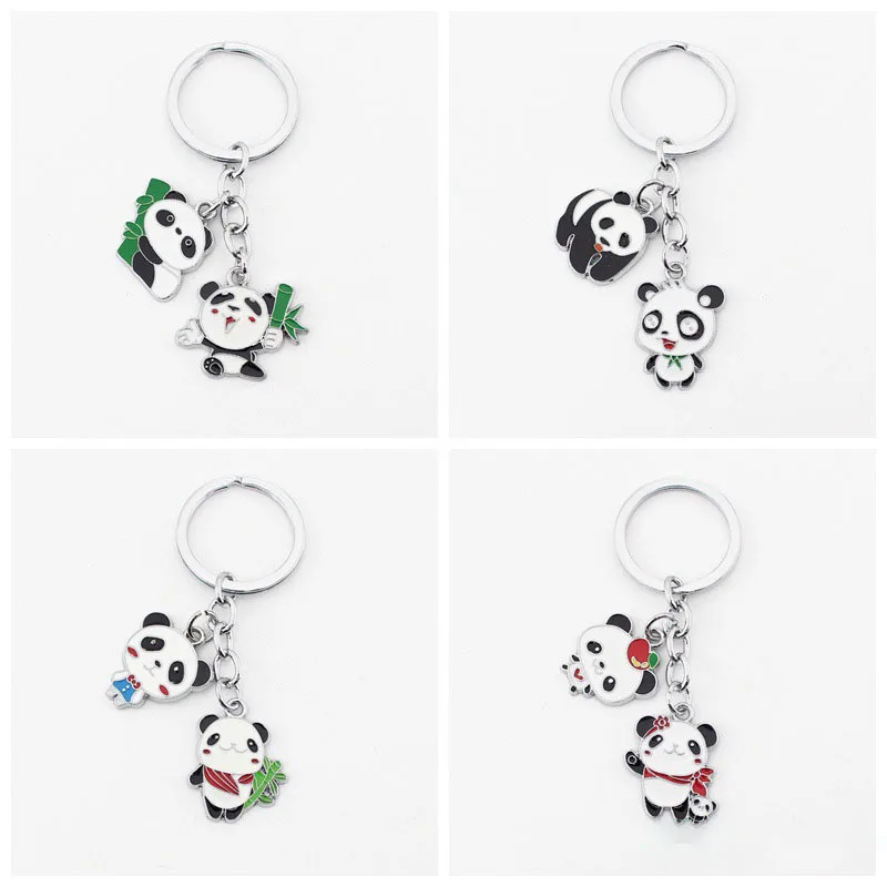 Модный брелок в виде милой китайской панды металлическая веревочная цепочка для