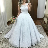 vestido de noiva ball gowns applique wedding dresses for women custom made lace long dress for marriage formal party plus size