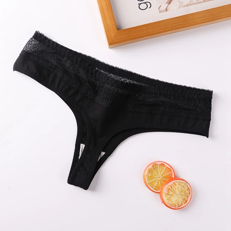 Трусы-стринги женские с низкой посадкой однотонные хлопковые подкладкой