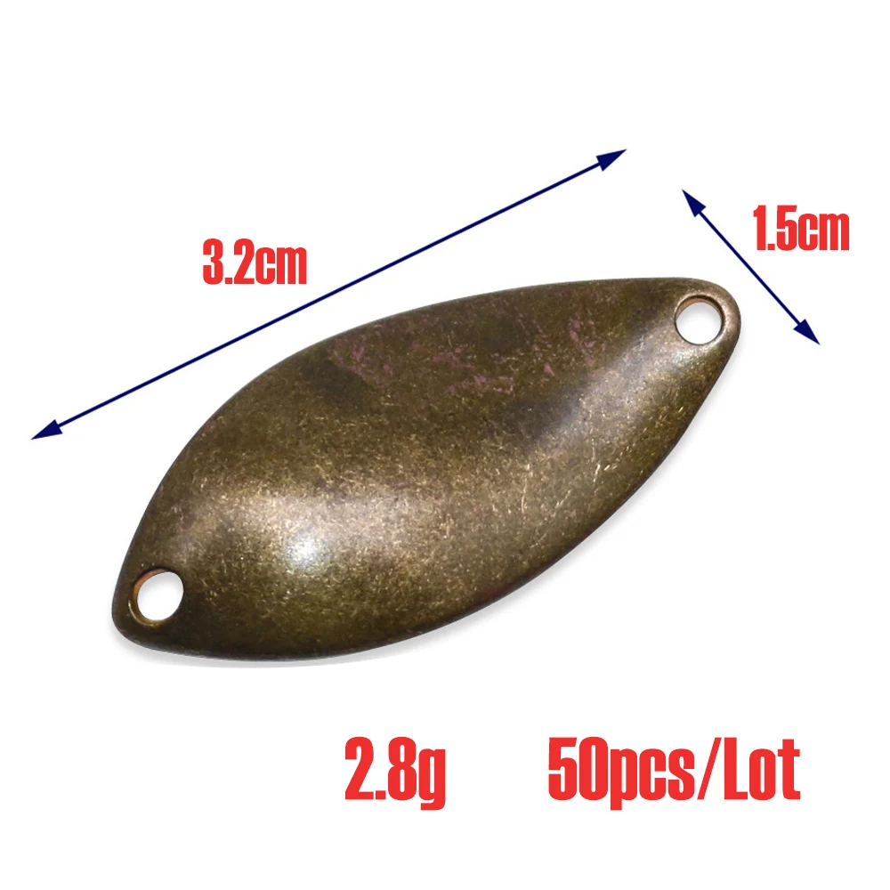 2.8g-- 50pcs Jerry 0,6 г, 1,2 г, 1,8 г, 2,8 г, микро ложки, спиннинговые рыболовные приманки, металлическая приманка, латунная форель, приманки, Неокрашенная заготовка, pesca gliters DIY - Цвет: 2.8g-- 50pcs