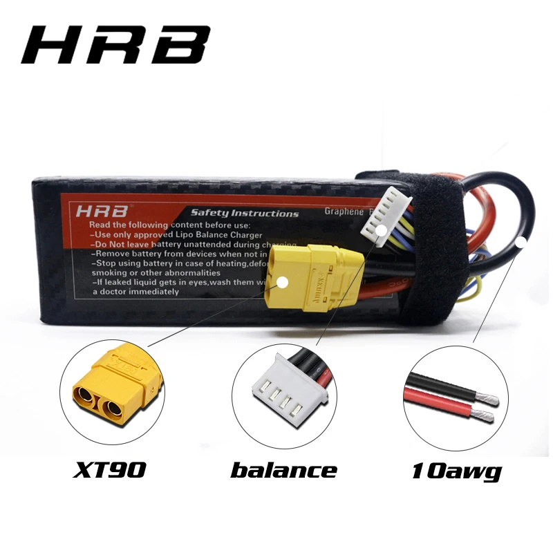 HRB-Bater&iacute;a de grafeno 6S Lipo de 22,2 V y 5000mah, conector 100C EC5 XT90 para Goblin TAB trex 600 700 800, helic&oacute;ptero, coche, barco, Dron-2