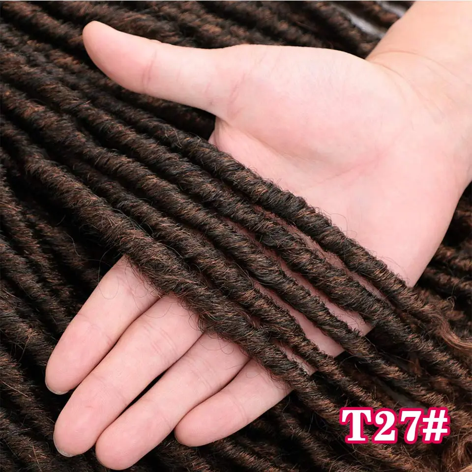 1B/27HL Энергичные искусственные локоны в стиле Crochet косички 16 20 дюймов мягкие натуральные синтетические волосы для наращивания 24 стойки/упаковка Goddess Dread Loc Hair - Цвет: 1B/27HL