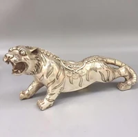 chinese hand made tibet silver carved tiger zodiac animal statue fierce tiger king exorcise evil spirits home decoration