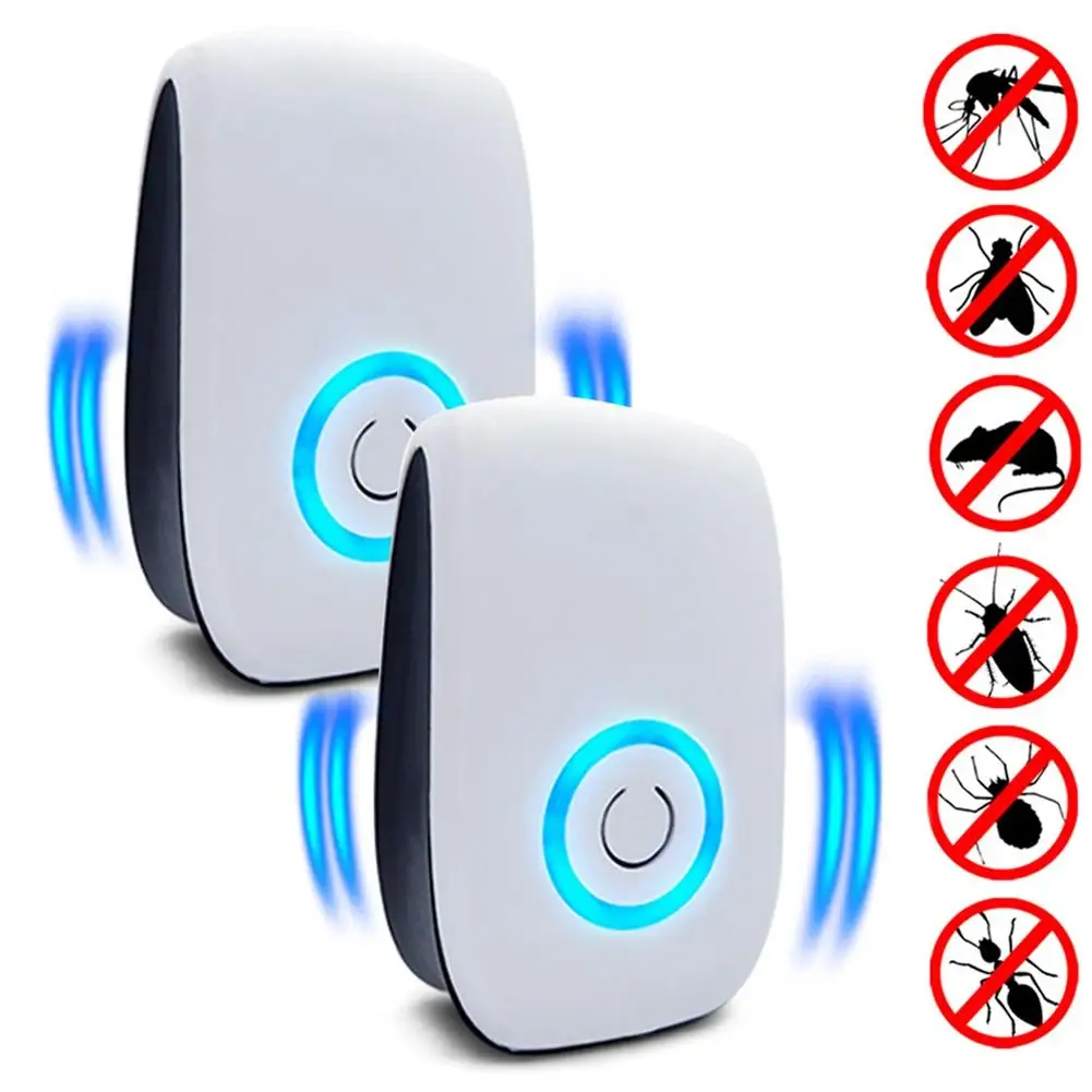 

New 2Pcs EU/US/UK Plug Electronic Ultrasonic Pest Control Mosquito Repellent Insect Mice Repeller Easy to Use